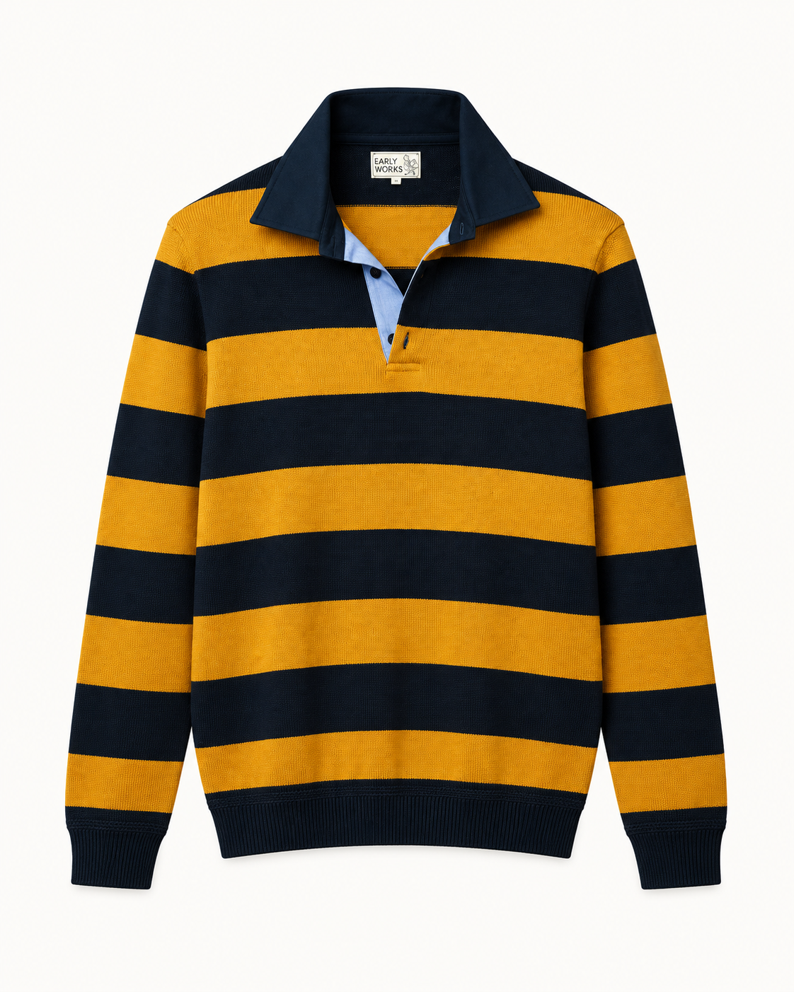 Stella Sweater Knit Rugby in Mustard/Navy