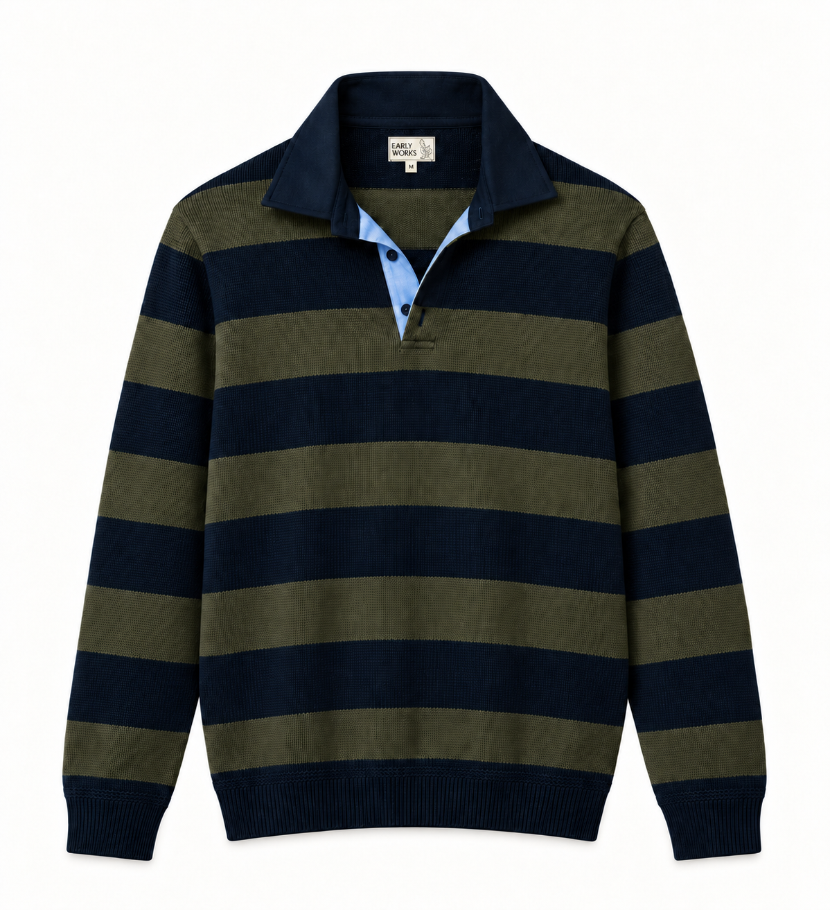 Stella Sweater Knit Rugby in Olive/Navy
